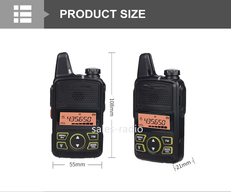 For Baofeng BF-T1 Mini Walkie Talkie 2W 400-470MHz Two-way Radios Transceiver