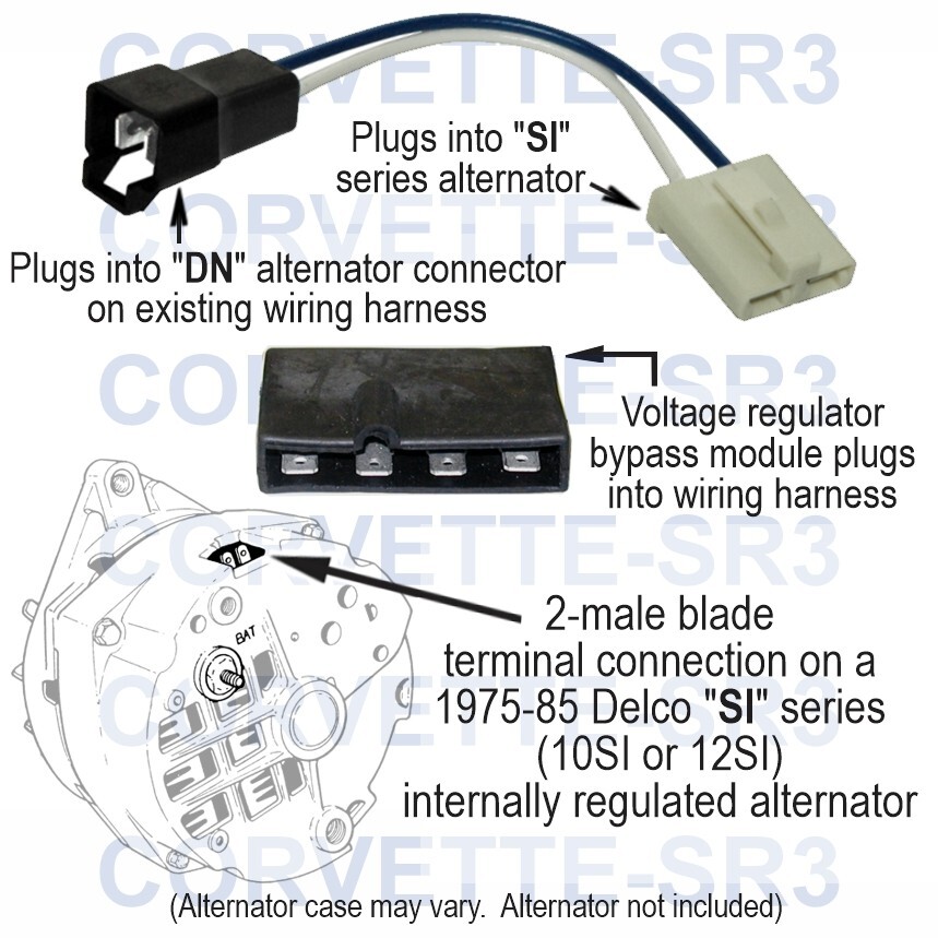 Alternator Conversion Kit, DN External to 10SI 12SI Internally Regulated Adapter