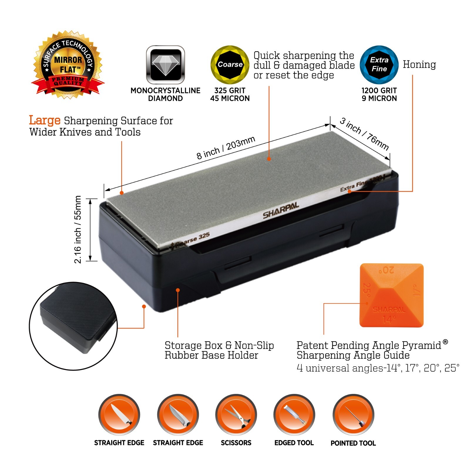 Doublesided Diamond Sharpening Stone Whetstone Knife Sharpener with Storage Base