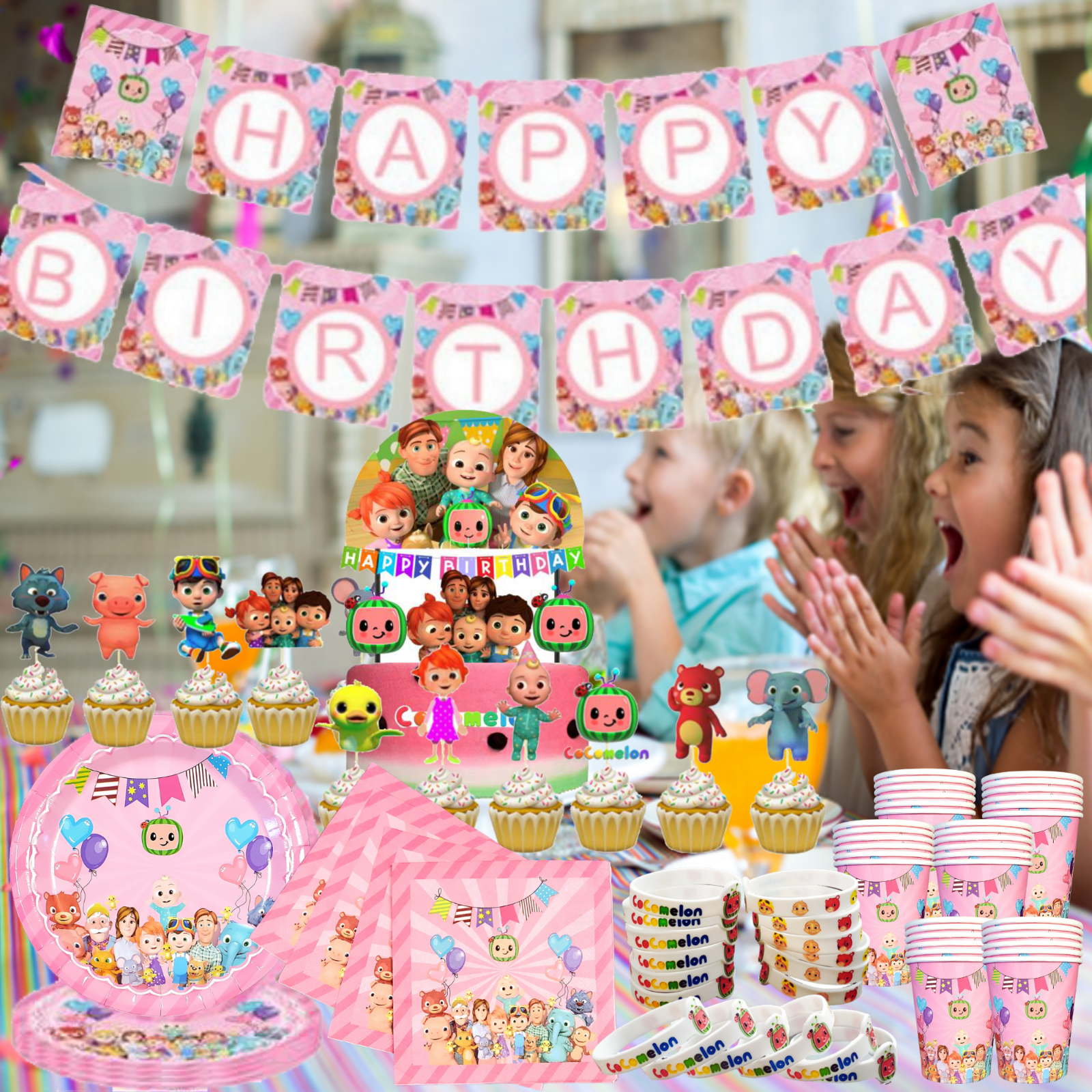 COCOMELON GIRL Birthday Party Decoration SUPPLIES BALLOON cupcake baby SHOWER
