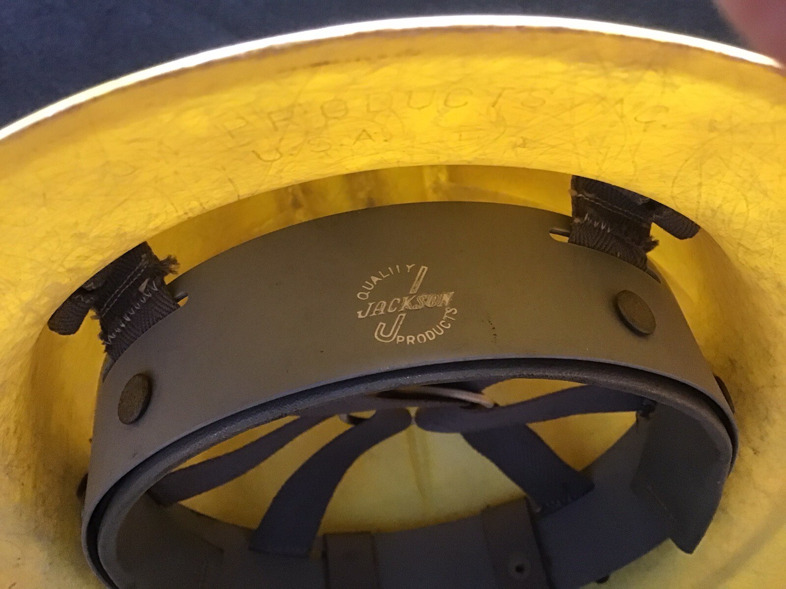 Vintage Jackson Hard Hat SH-1 Fiberglass Full Brim Safety Yellow 1950’s Cool 😎
