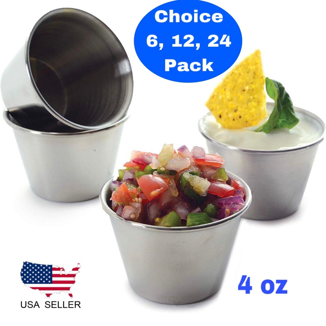 4 oz Sauce Cups  Stainless Steel Condiment Portion Cup Dipping Sauce Cup