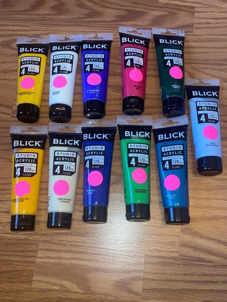 Lot of 11 BLICK Studio Acrylic Paint 4 oz each Different Colors Brand NEW
