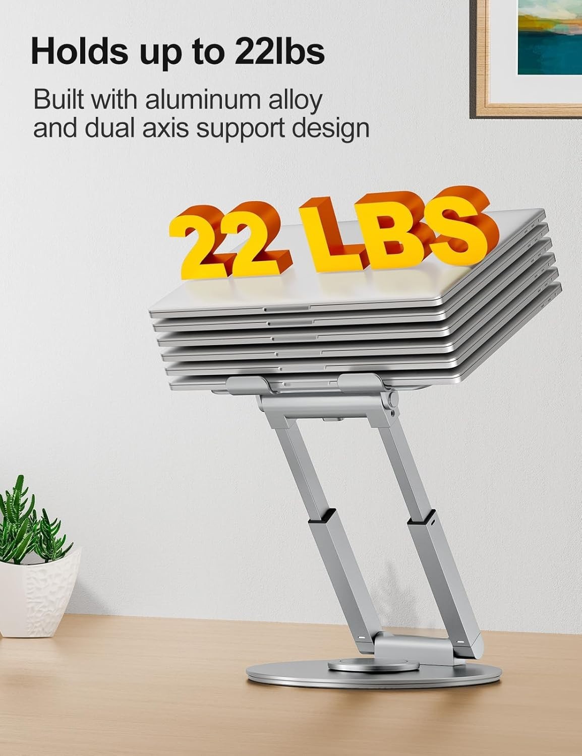 Height Adjustable Laptop Riser with Swivel Base – Perfect for Healthy Posture