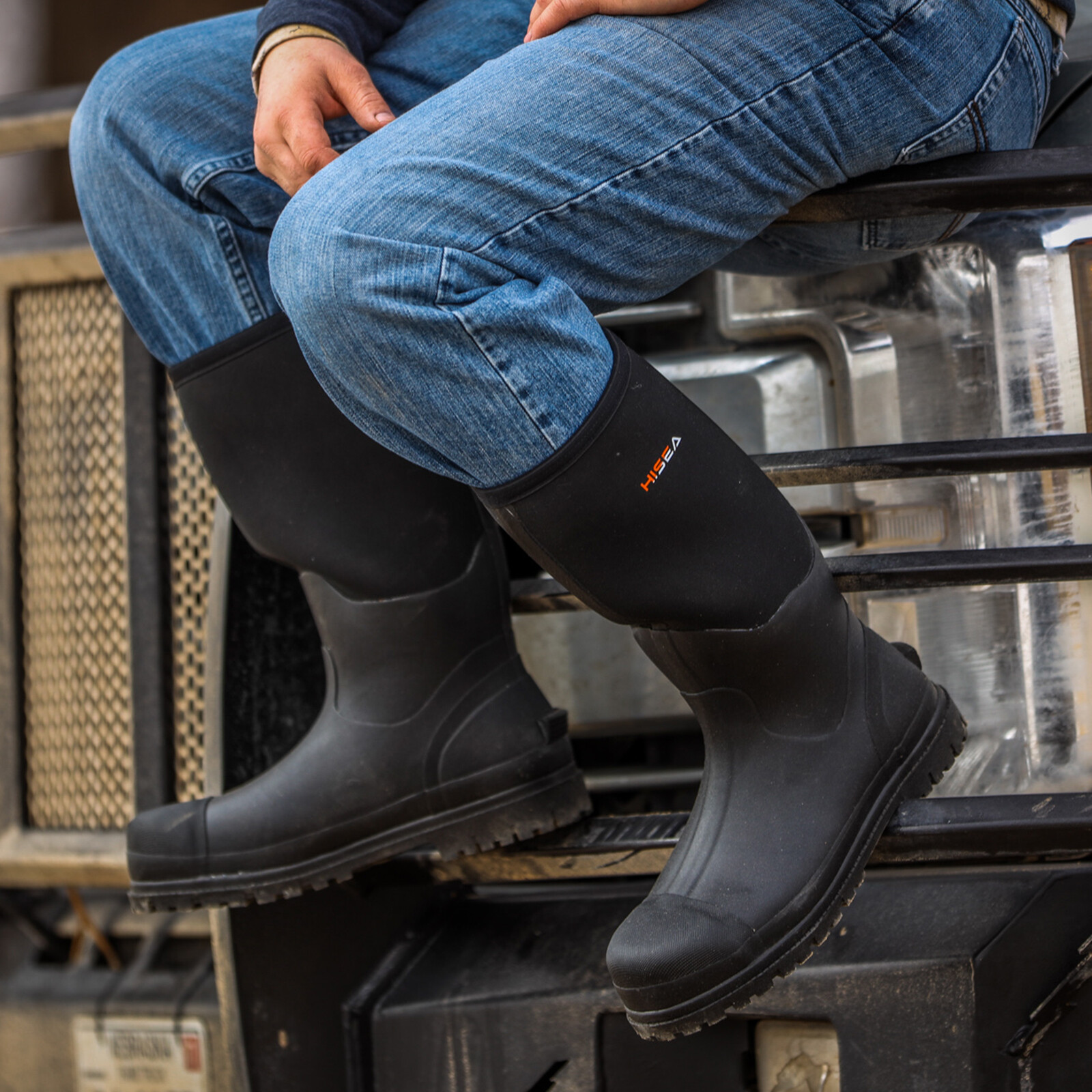 HISEA Men's Rain & Snow Boots Neoprene Rubber Insulated Muck Chore Working Boots