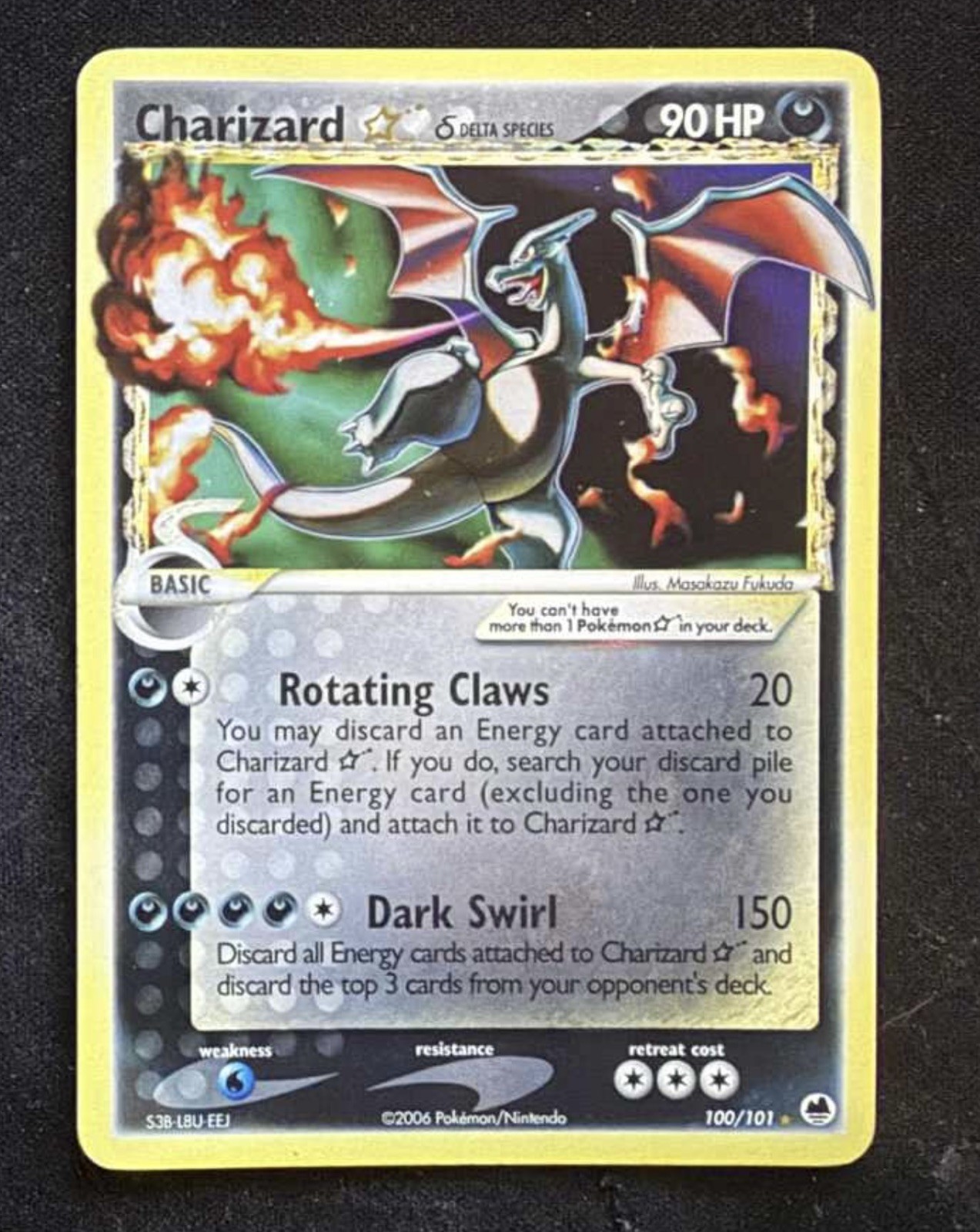 2006 Pokemon EX Dragon Frontiers Charizard Gold Star 100/101 Rare Holo！