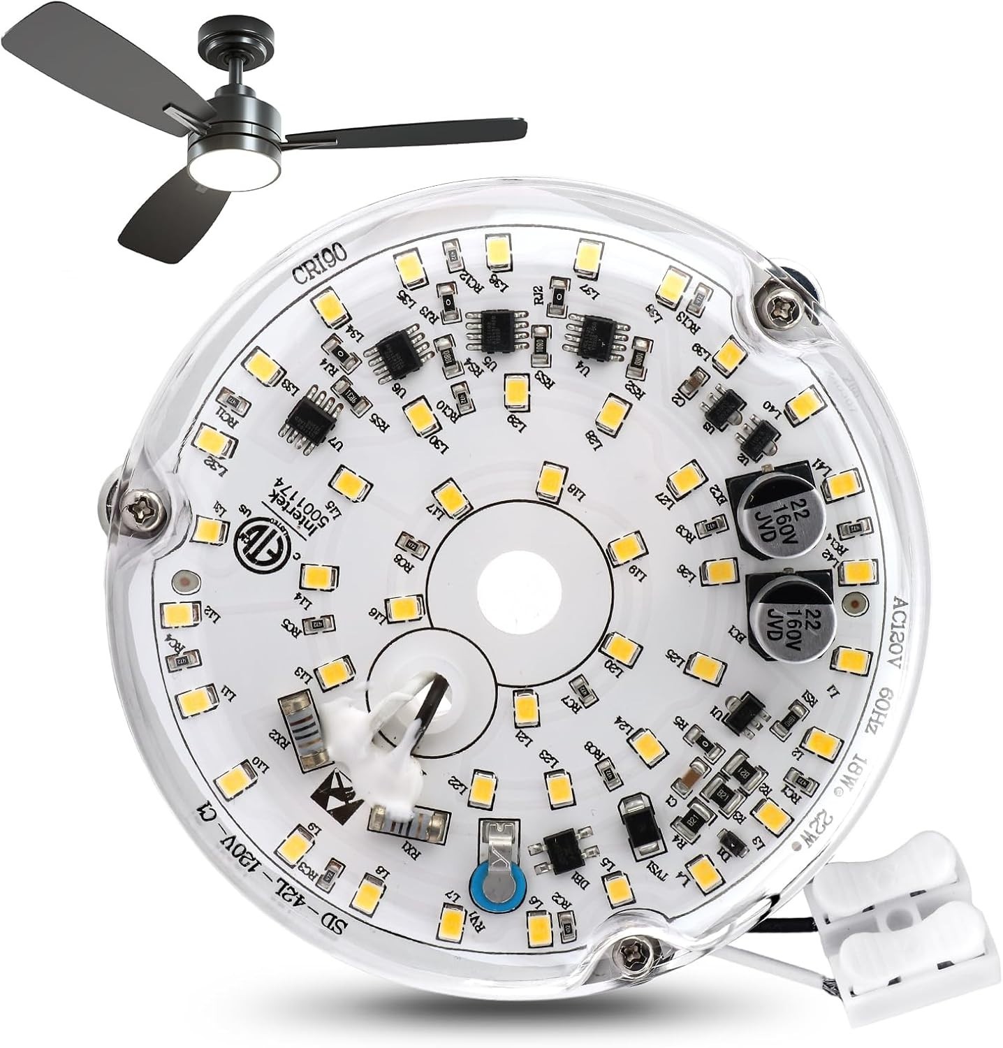 18W Ceiling Fan Light Kit Replacement Dimmable 6000K 1800LM AC120V White