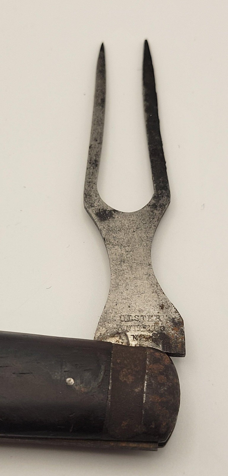 Antique Ulster Knife Co. Camp Folding Fork Spoon Indian Span Am War