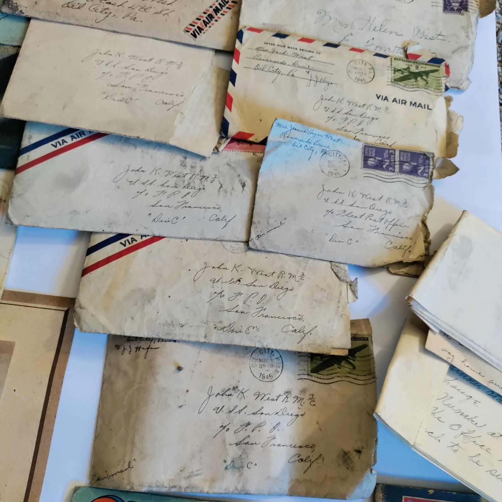 1940s Era Ephemera Lot Letters Postcards Photo Advertisement Dusty Condition