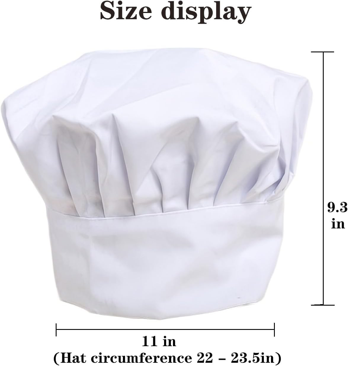 Hib White Cotton Chef Hat Adjustable Elastic Band Adults