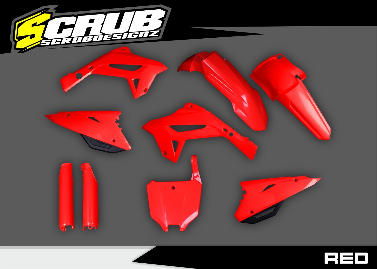 Honda 2000-2001 CR125R CR250R | New Polisport CR Restyle Plastic kit 2023 Red