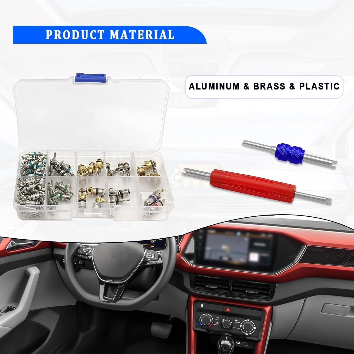 102pcs Car R12 & R134a A/C Air Conditioner Schrader Valve Core Remover Tool Kit