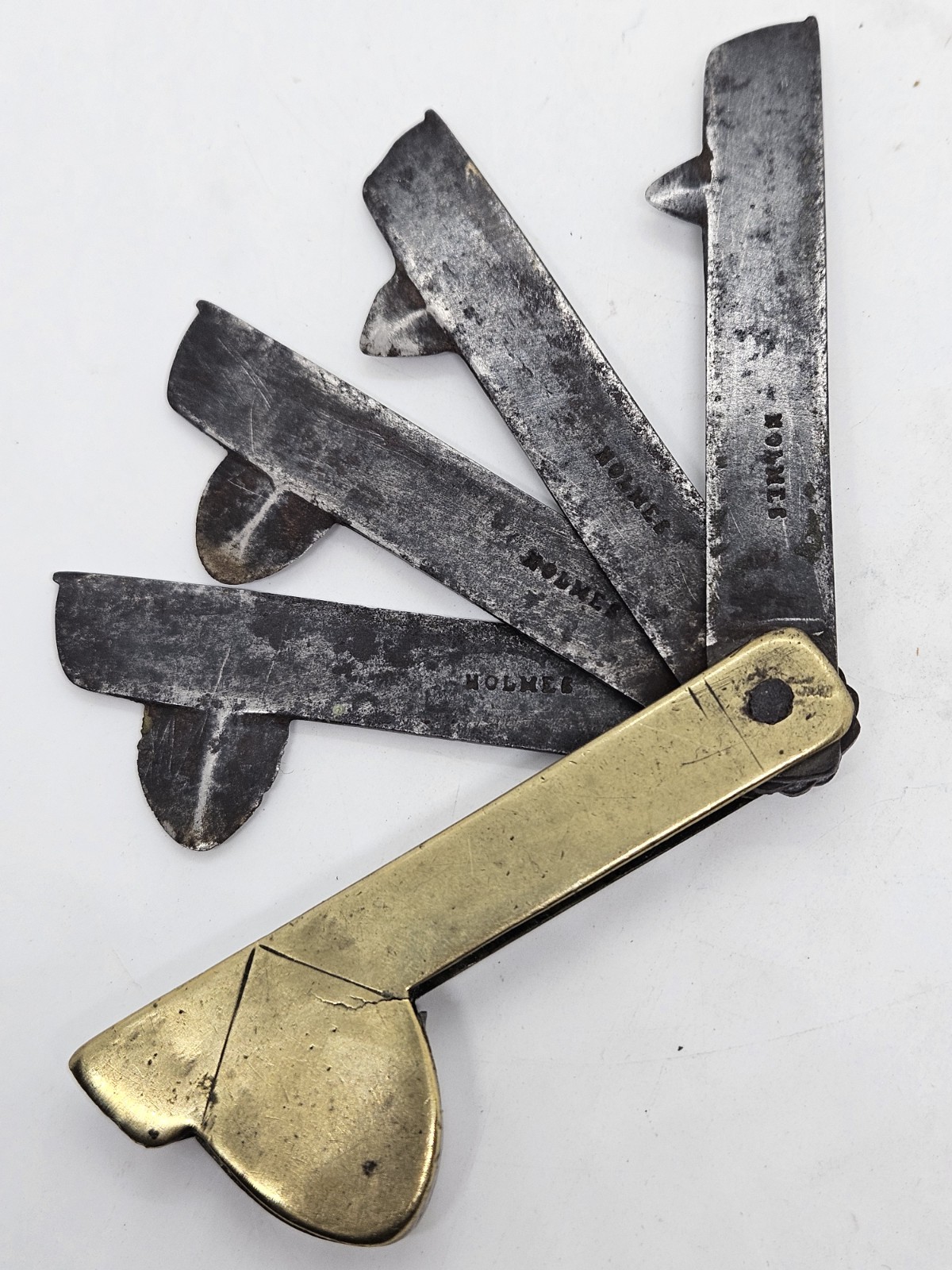 Antique 1800's Holmes Victorian Brass 4 Blade Bloodletting Quack Medical Fleam