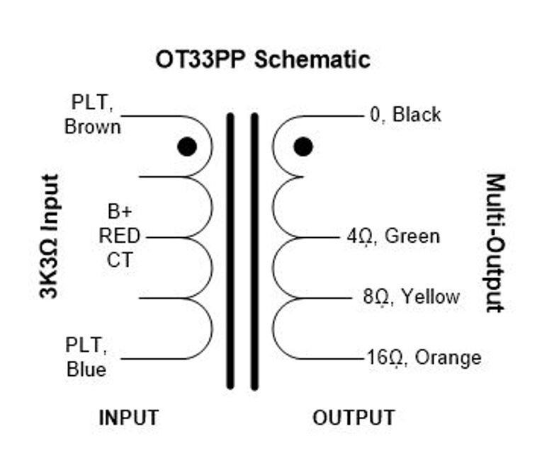 OT33PP (USA) HC100 PushPull Output Xfmr 45VA - 3K3 to 4/8/16ohm