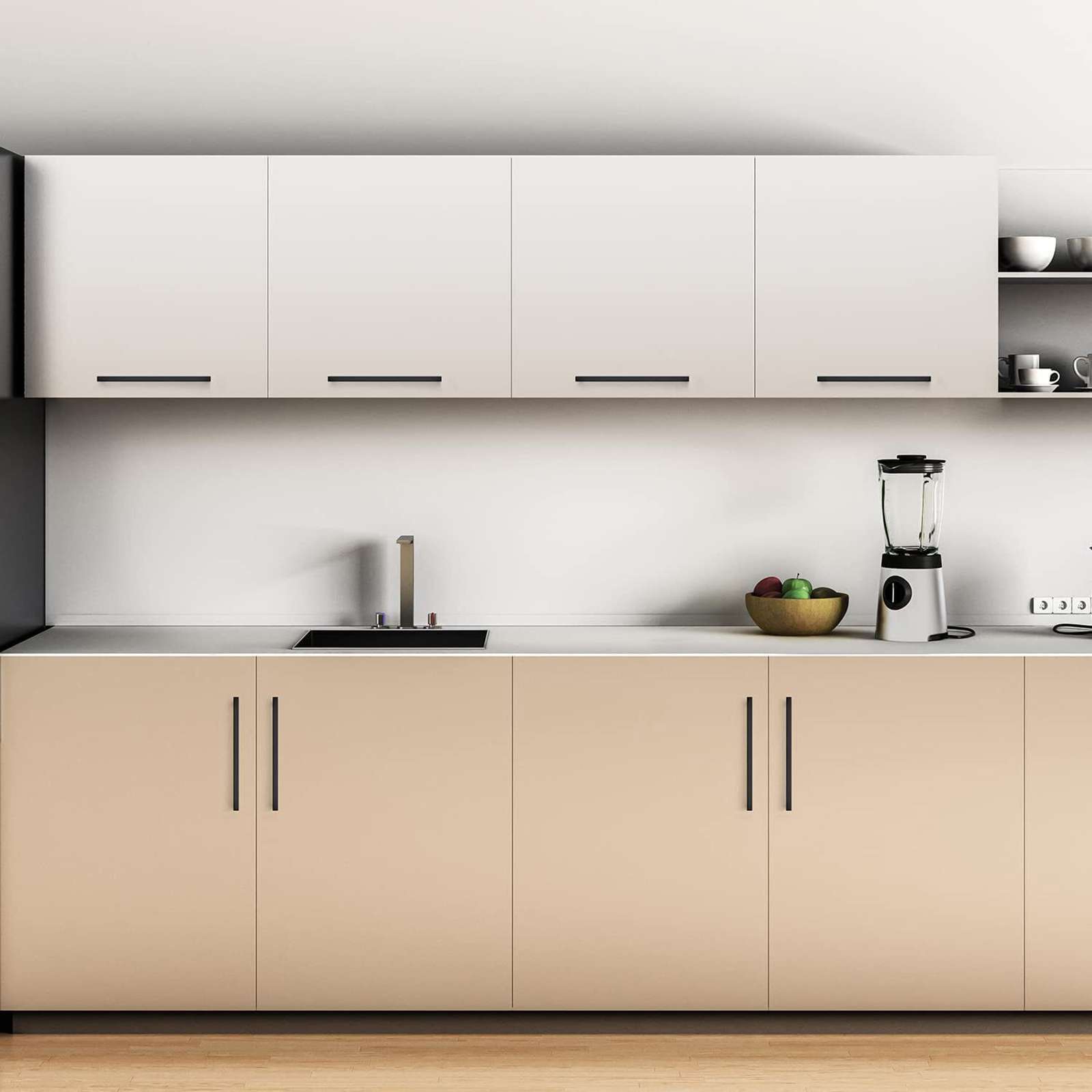 Matte Black Square Modern Cabinet Handles Pulls Kitchen Drawer Stainless Steel