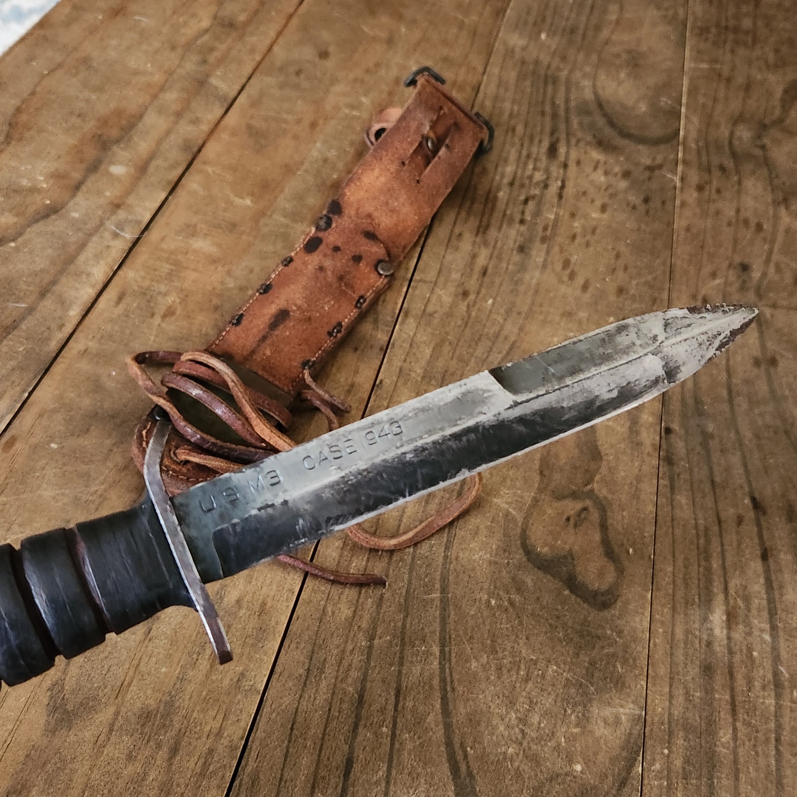 Vtg U.S. M3 Case 1943 Fighting Knife w/ U.S. M6 1943 L&C Leather Sheath FJA