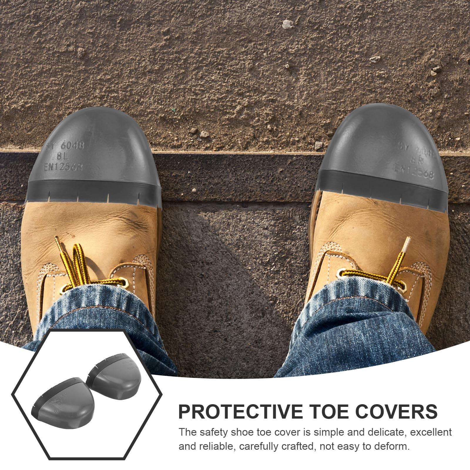 1 Pair Metal Foot Guard Toe Cover Composite Toe Inserts Work Toe Guard Steel ...