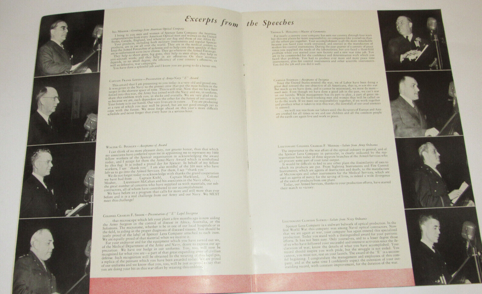 VTG 1943 WWII SPENCER LENS/AO SOUVENIR WAR EFFORT PROGRAM! PICTURES! BUFFALO, NY