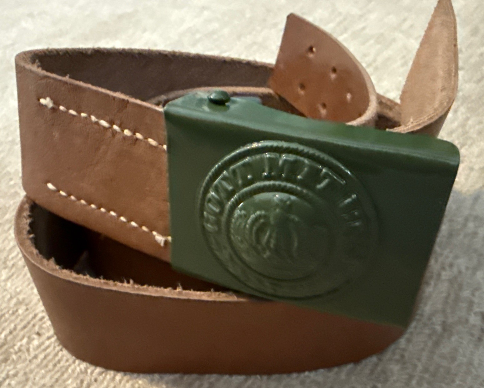 WWI GERMAN PRUSSIAN EM NCO M1915 COMBAT FIELD BELT BUCKLE & ADJUST LEATHER BELT