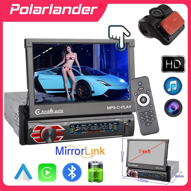 7" Car Electric Telescopic Screen 9601C-CARPLAY MP5 Single Spindle Player