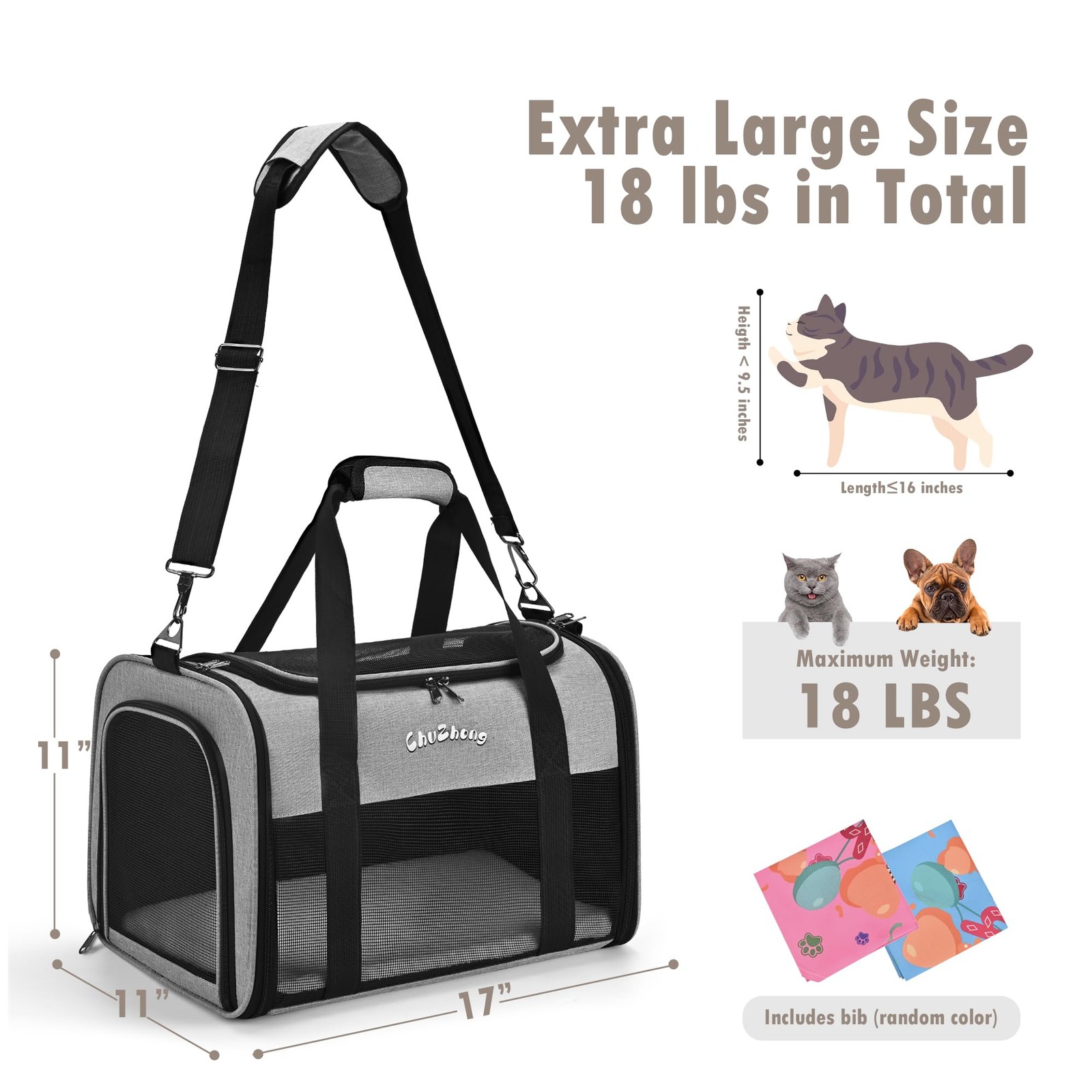 Airline Approved Pet Carrier for Cats & Small Dogs (Up to 18 Lbs) - Soft Side...