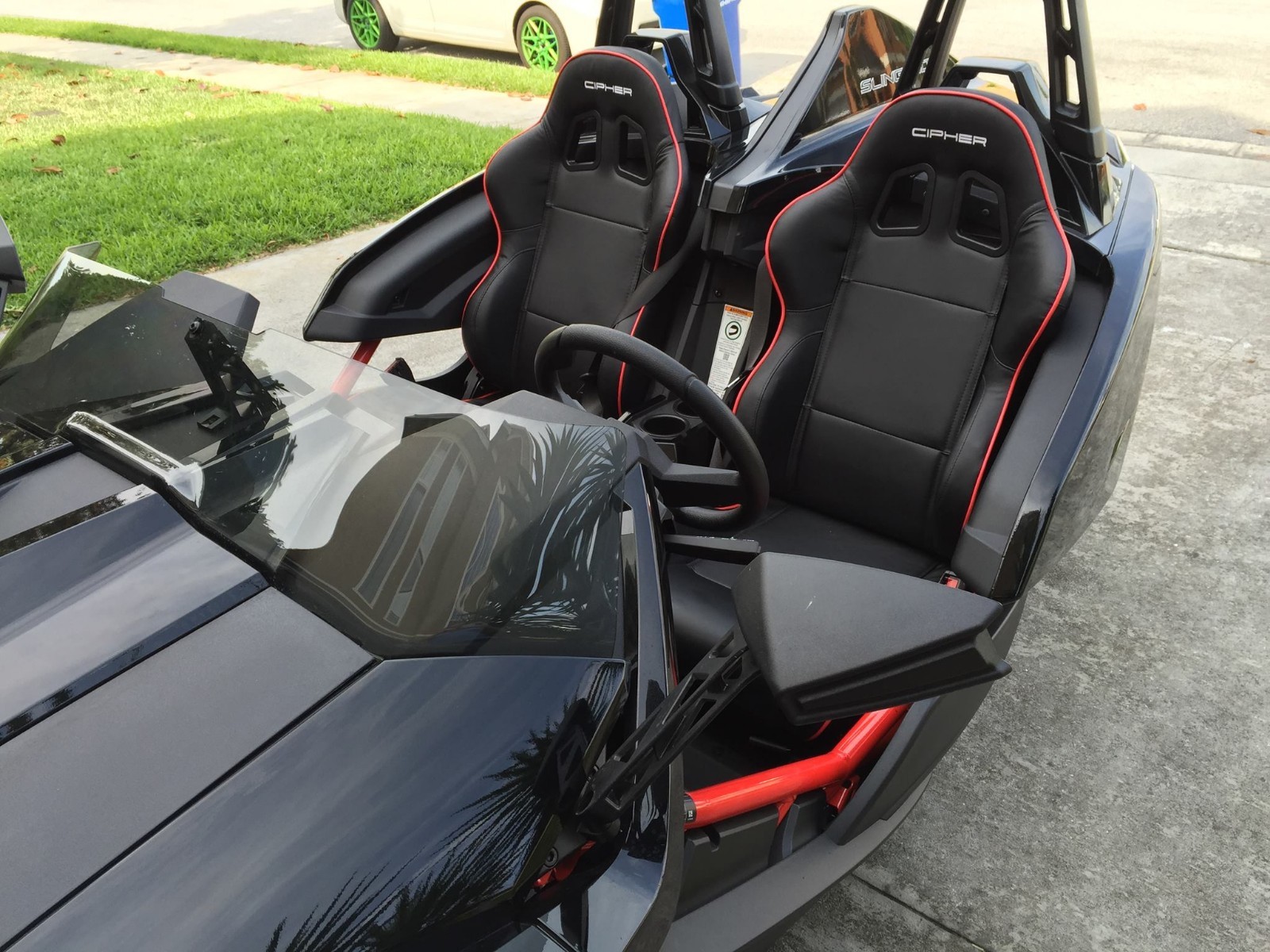 Cipher Black+Red Piping Racing Seats & Seat Brackets for 15-23 Polaris Slingshot