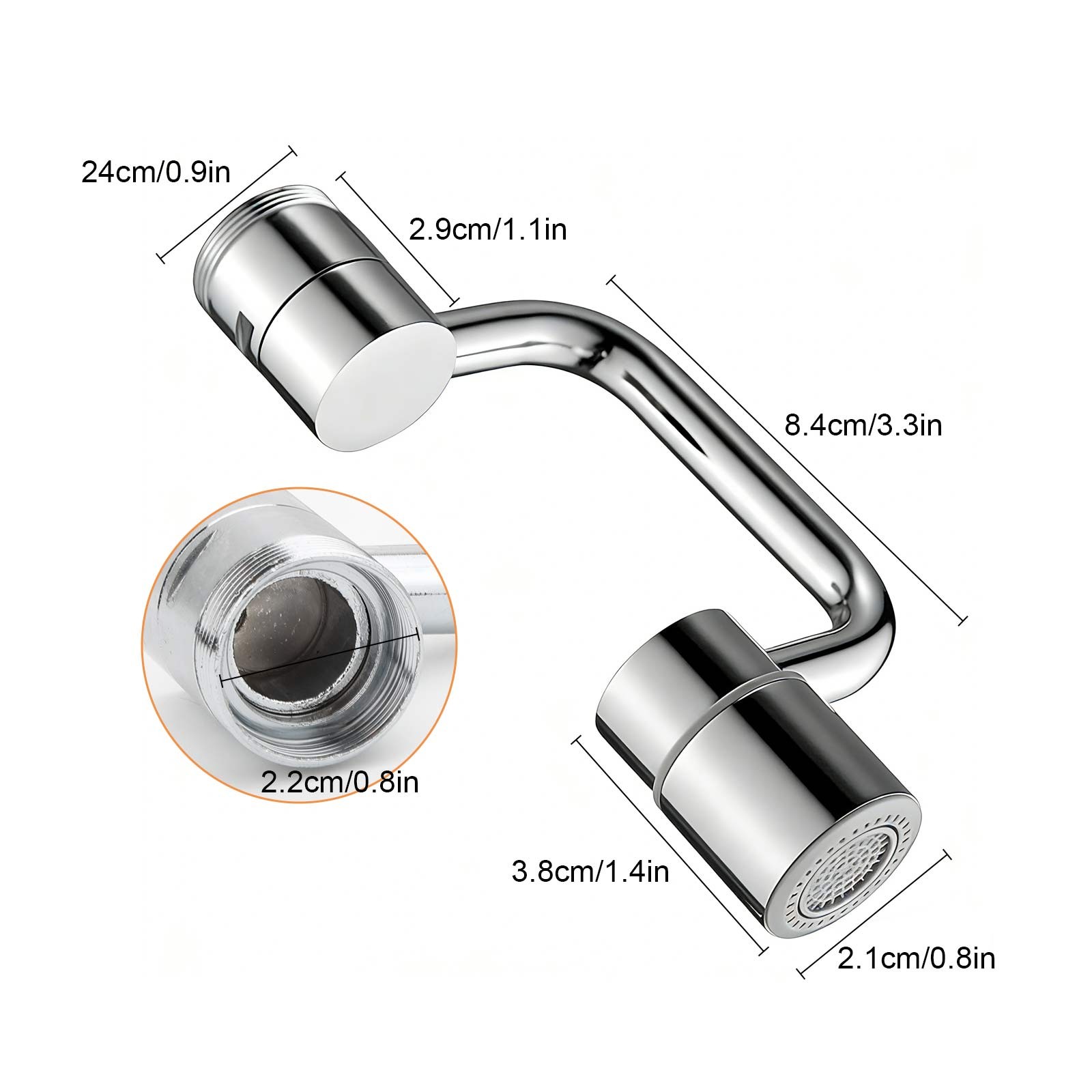 1080° Rotatable Faucet Aerator Extension Stainless Steel Universal Sink Extender