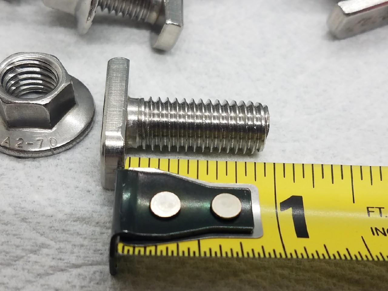 20 PACK M10 X 25mm SOLAR PANEL ROOF RACK T-BOLTS STAINLESS STEEL WITH NUTS