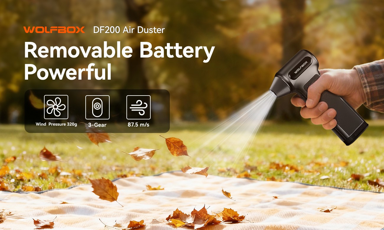 WOLFBOX DF200 Electric Compressed Air Duster with Air Blower Cleaner For PC, Car