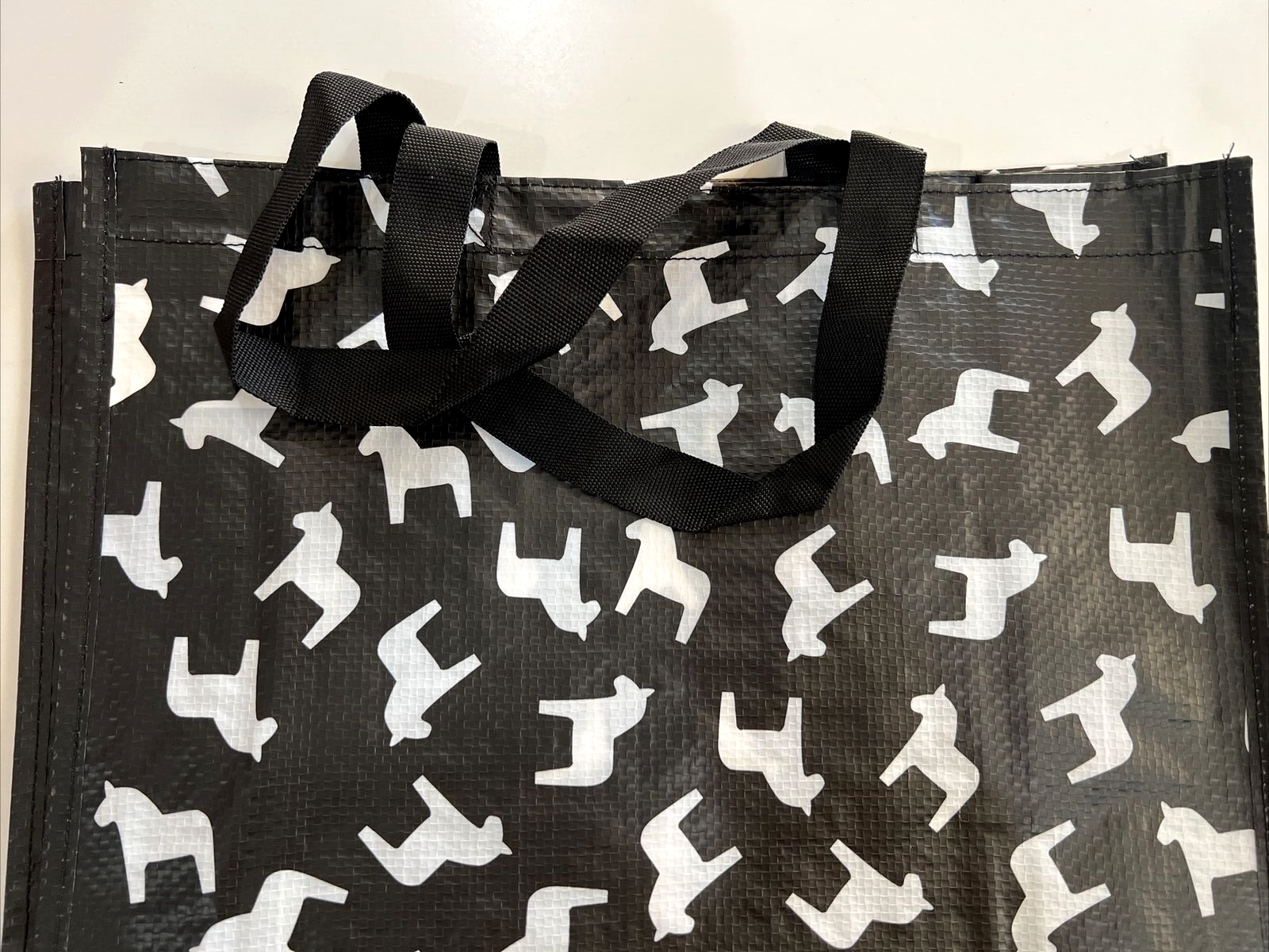 Ikea Hasthage Shopping Bag, Dala Horse Black White 15x6x16 ½ ", NEW