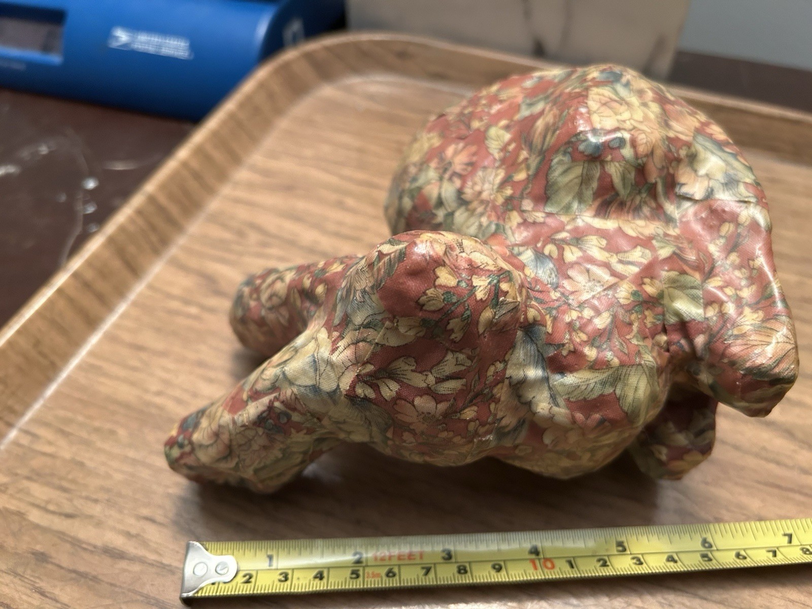 Vintage Hand Painted Paper Mache 7” Bunny Rabbit With Flowers