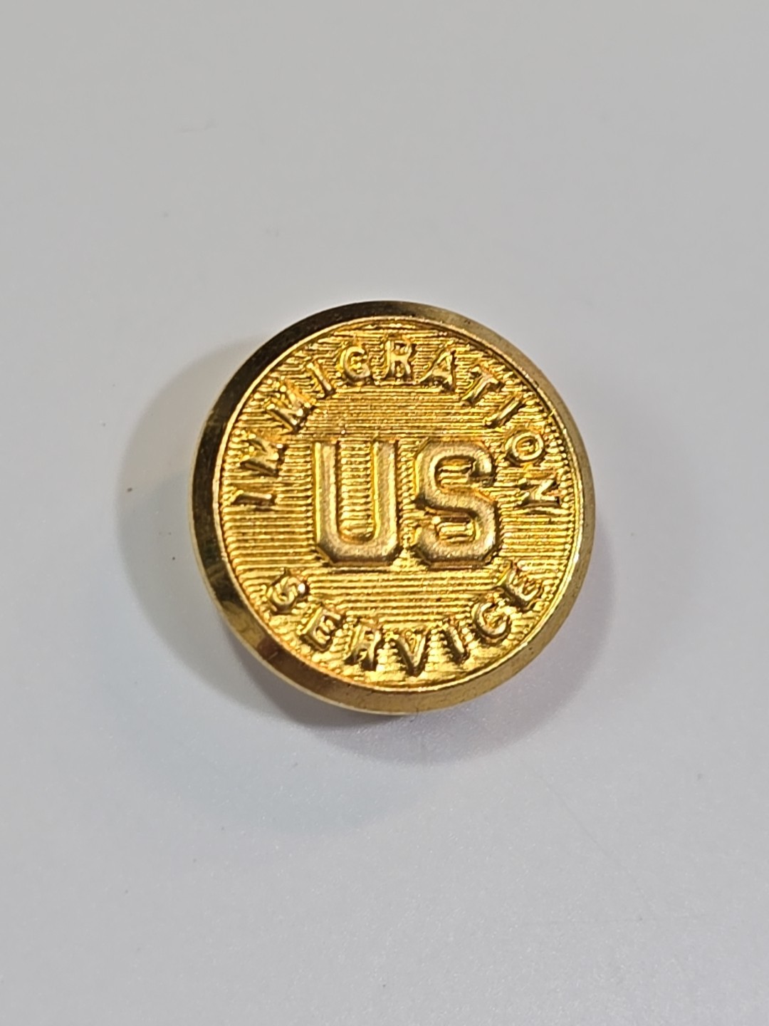 US Immigration Service Tie Tack Lapel Pin Gold Color by Waterbury