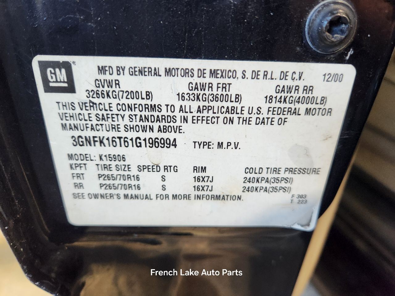 Automatic Transmission 5.3L 4WD 4X4 Fits 2001 SUBURBAN 1500 1327603