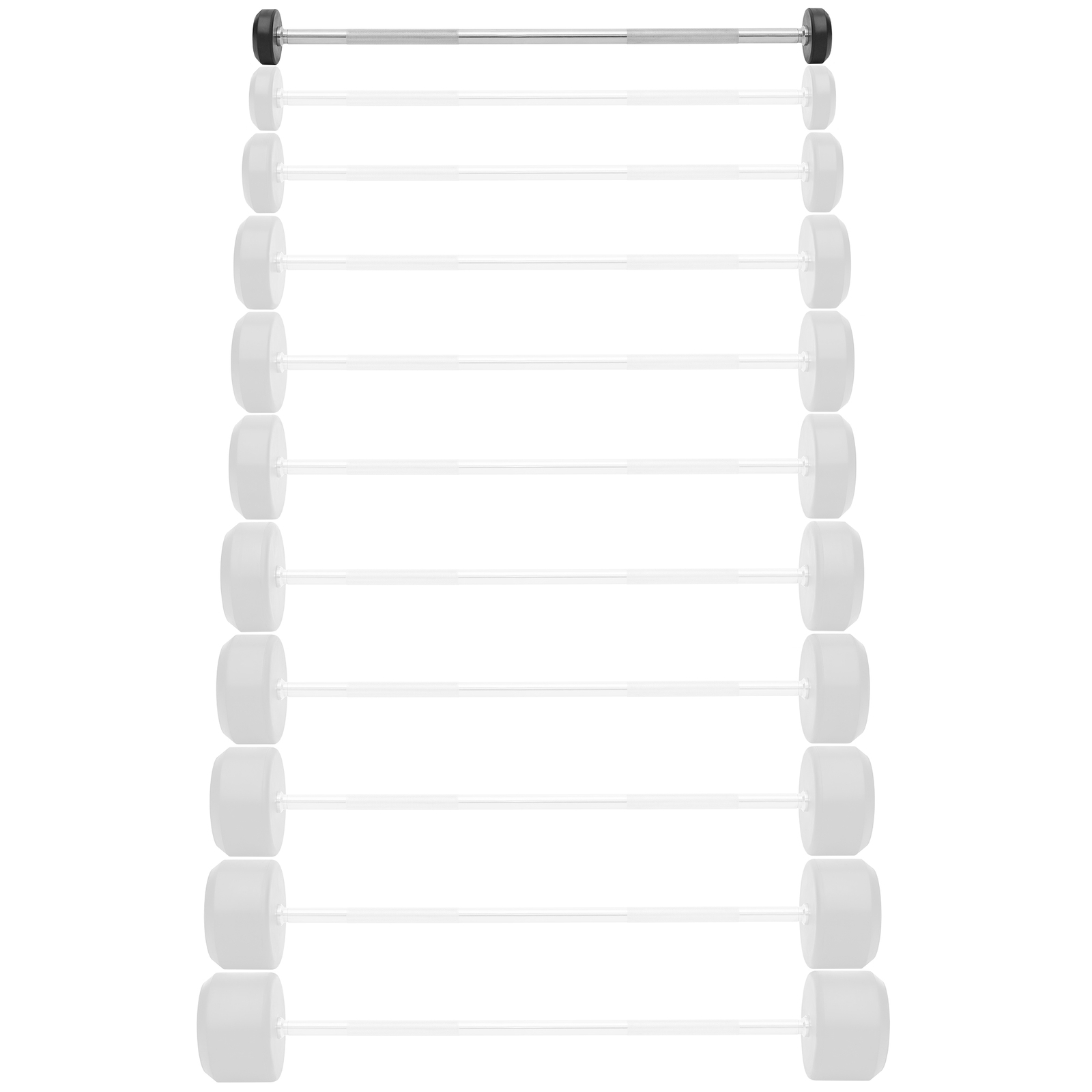 Rubber Fixed Barbell, Pre-Loaded Weight Straight Bar for Weightlifting