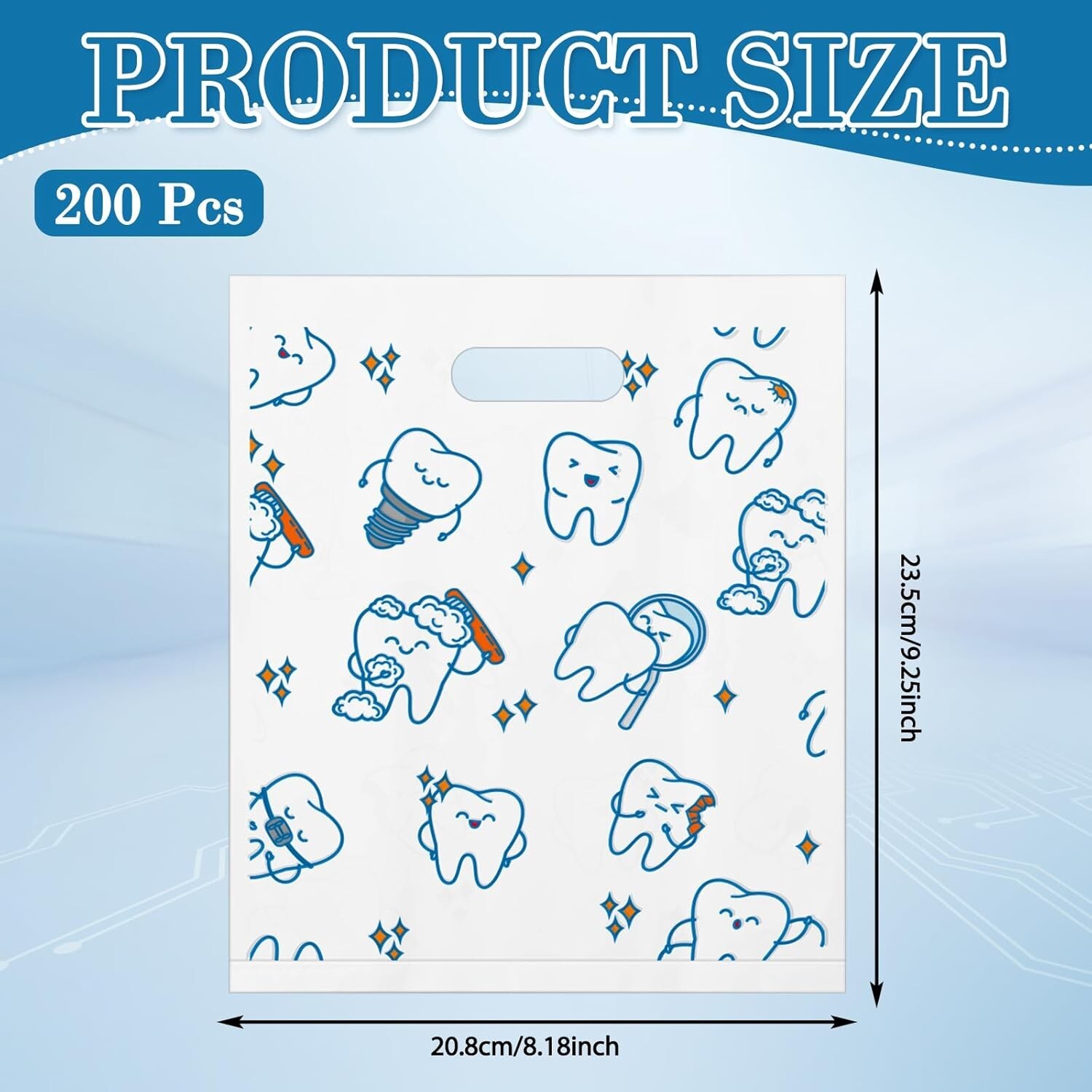 50/300 Pcs Tooth Merchandise Bags with Handles Plastic Dental Bags for Patients