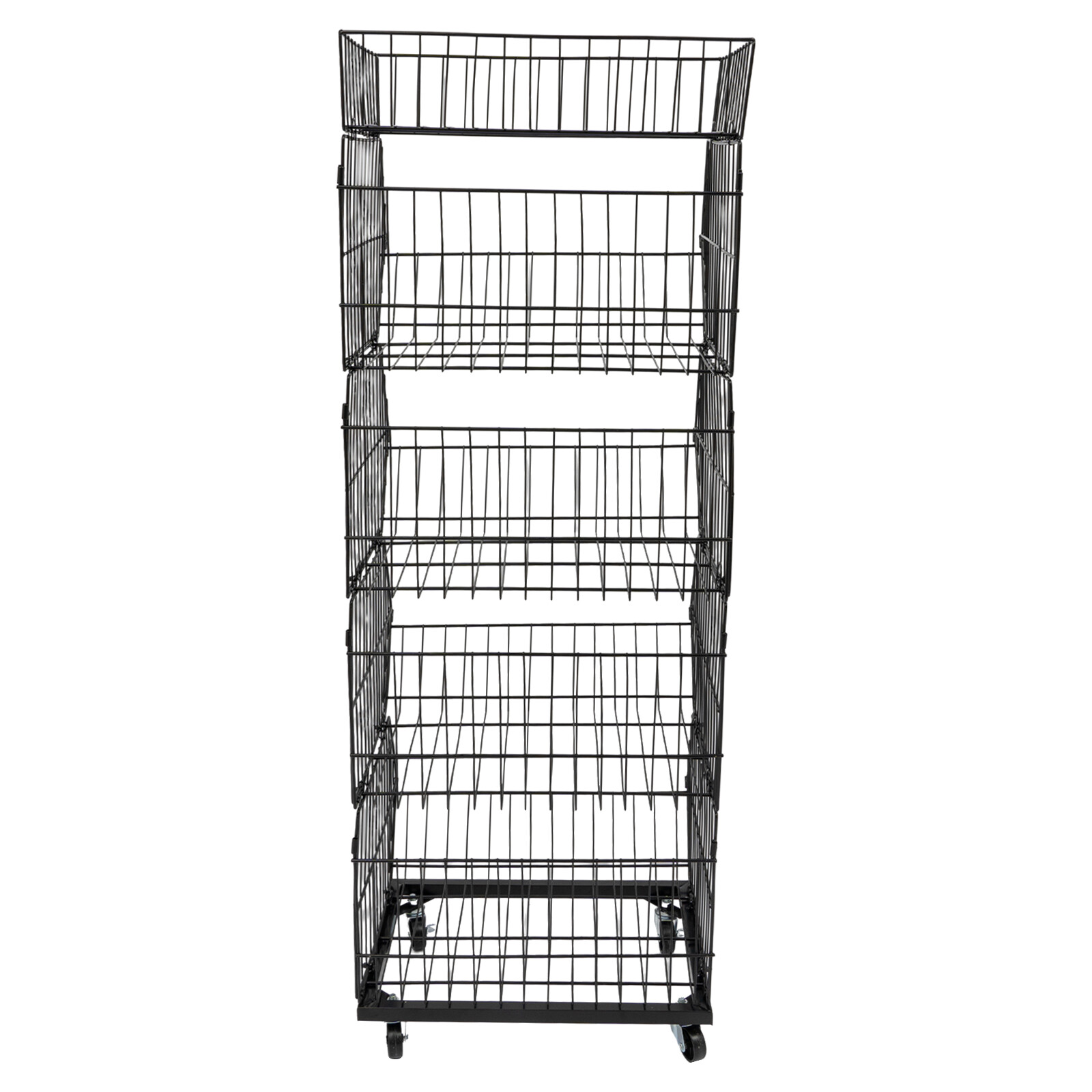 5 Tier Wire Grid Retail Display Shelf Merchandise Display Rack Stand W/ Wheels