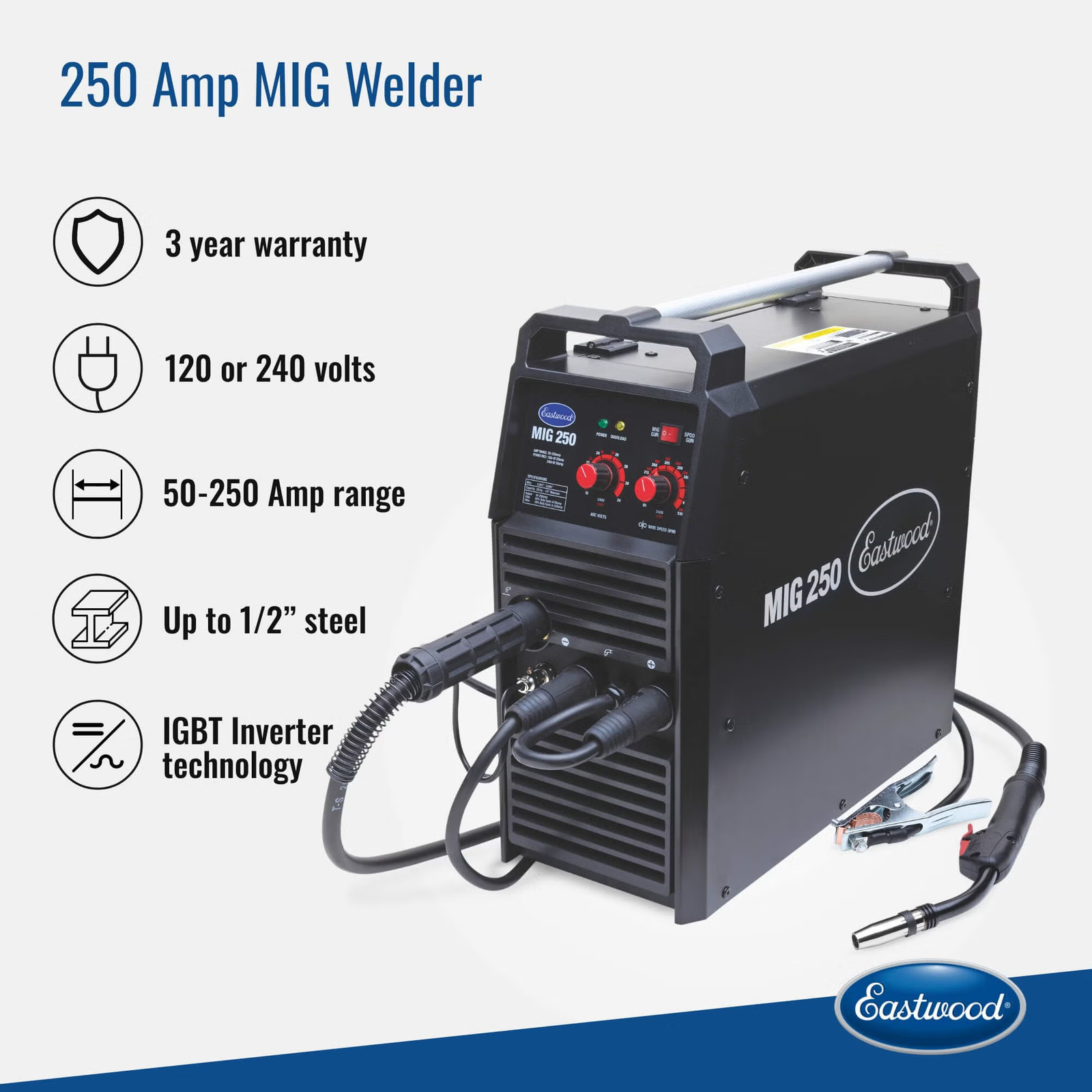Eastwood 250 AMP MIG Welder Welds Up To 1/2 inch Thick Plate
