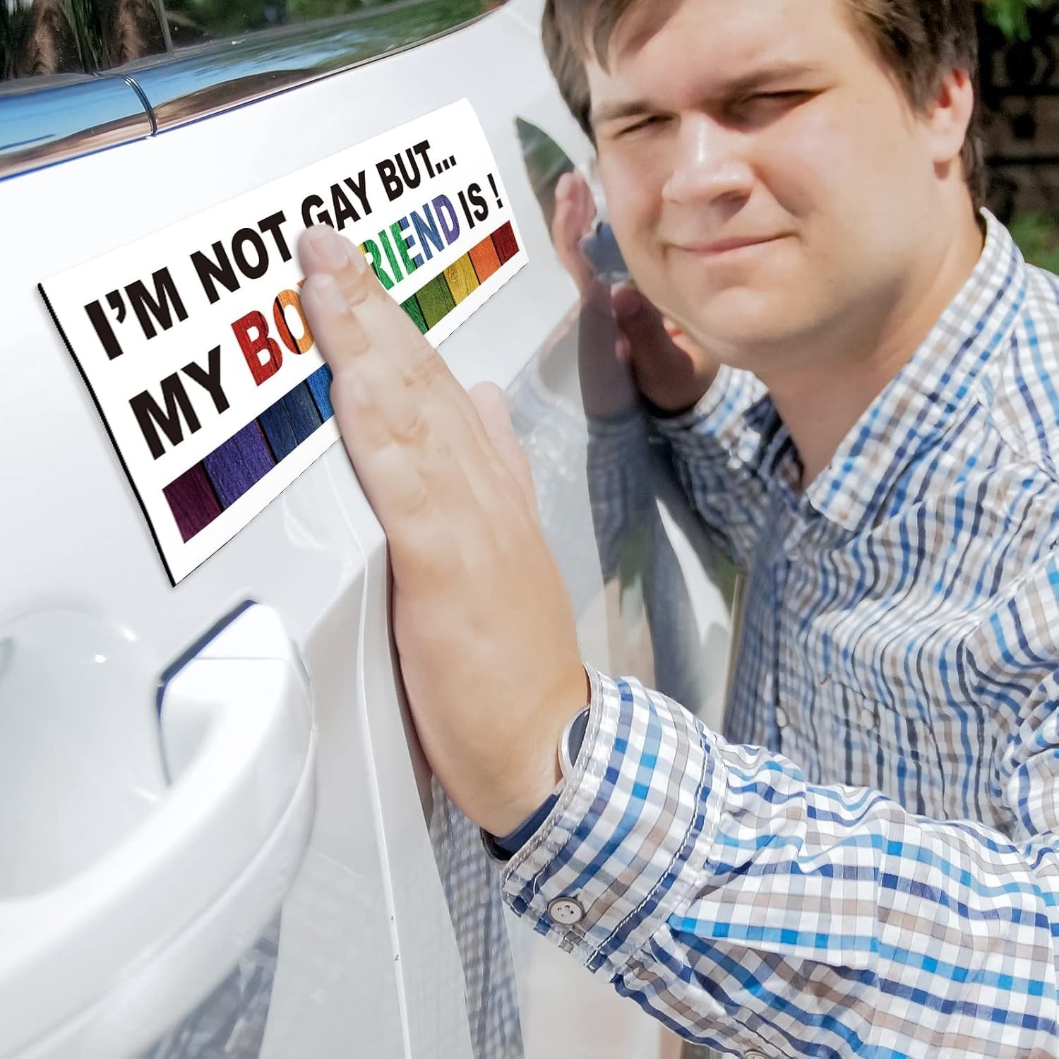 10-pack Magnetic Rainbow Bumper Decals, Funny Gay Pride Car Stickers for Vehicle