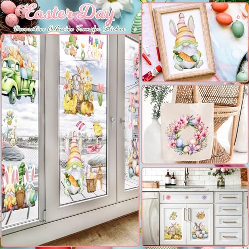 Rub on Transfer for Crafts and Furniture,Iron on Transfers Easter-9 pcs