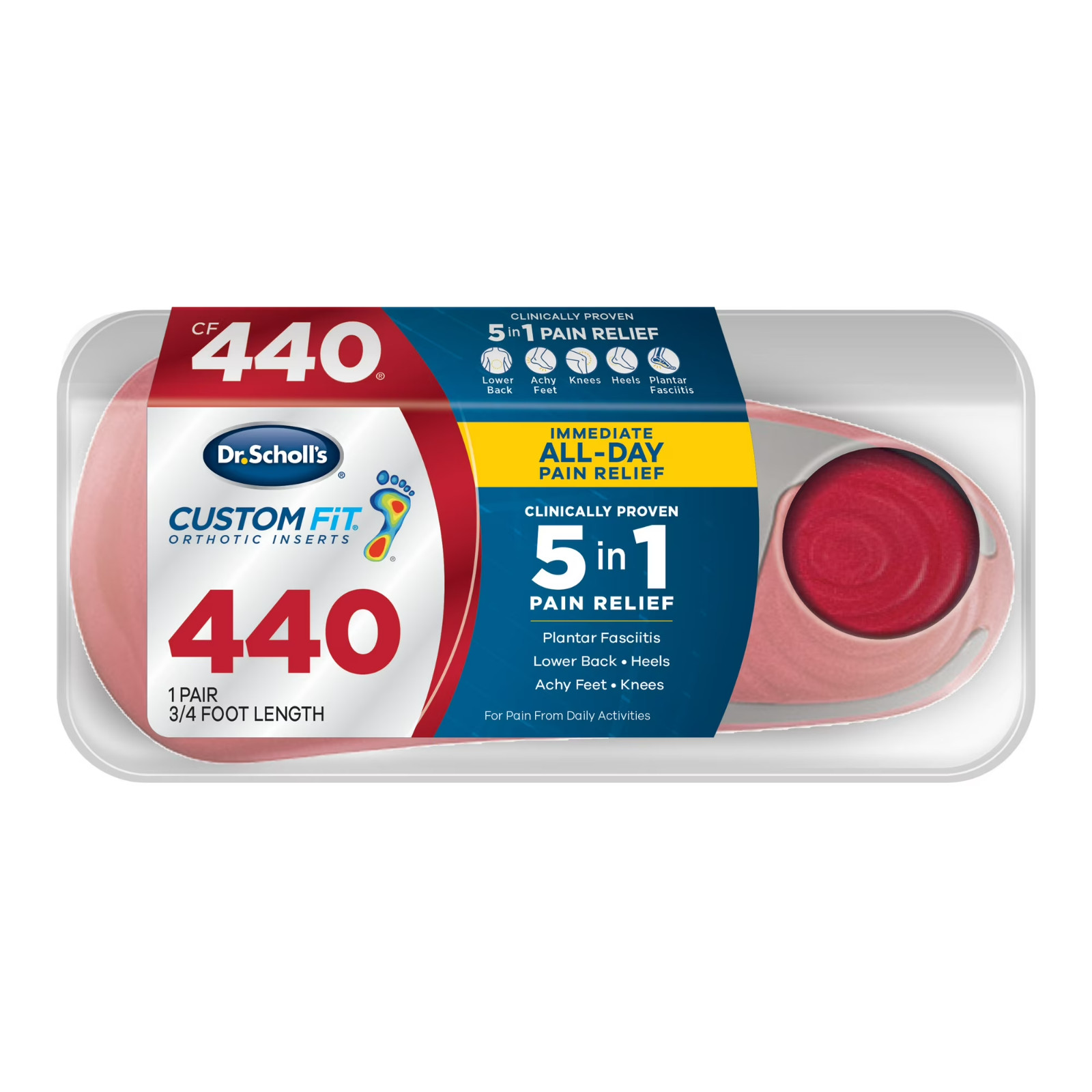 Dr. Scholl's CF440 Custom Fit Orthotic Inserts - Red, 1 Pair