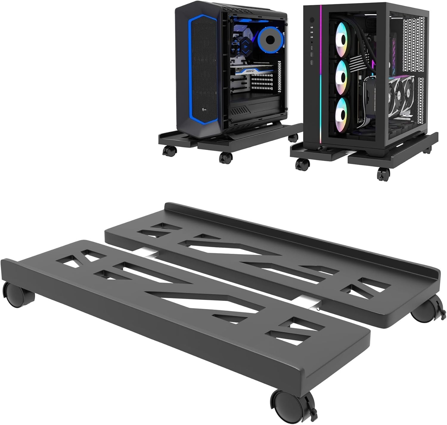 Mobile CPU Stand, CPU Rolling Stand Adjustable Computer Mobile Cart Holder with