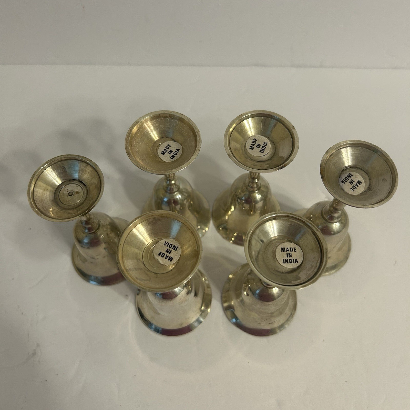 Set of Six Vintage Silver Plate Wine Goblets 1oz Made In India EUC