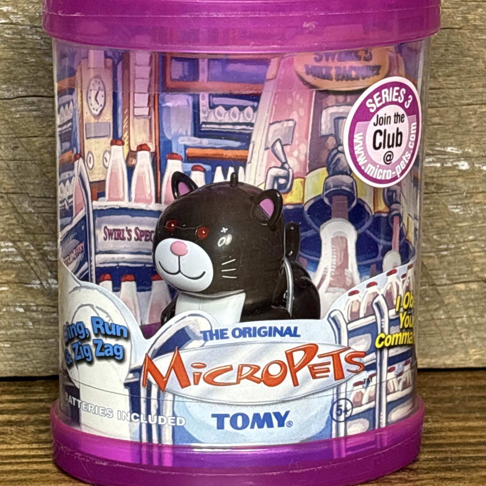 Rare TOMY MicroPets Black/White Cat Swirls Toy Interactive Pets Vintage Series 3