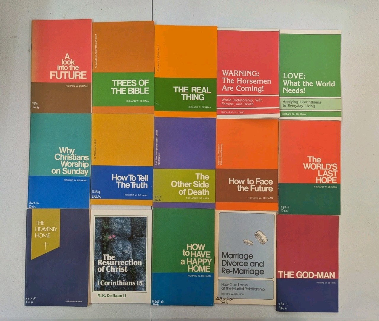 Lot of 23 Richard W. DeHaan Radio Bible Class Booklets