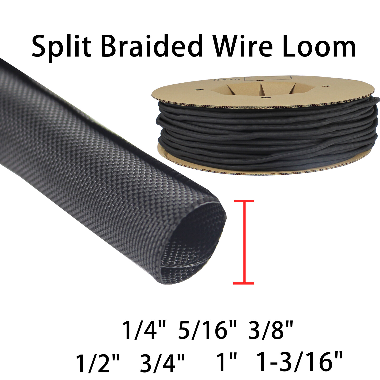 Braided Split-Sleeve Wire Cable Core Loom for High-Temp Automotive Harness Wrap