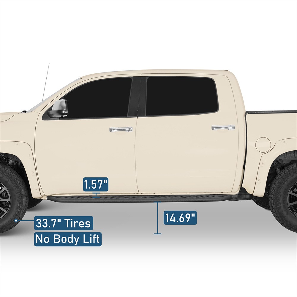 Pair Side Steps Running Boards Slider Rails For 2007-2021 Toyota Tundra CrewMax