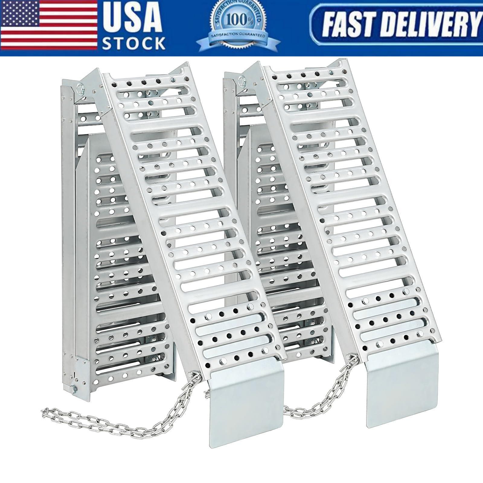 1500 lbs Steel Foldable Loading Ramps Tri-fold Truck Ramp for Lawn Mower Truck