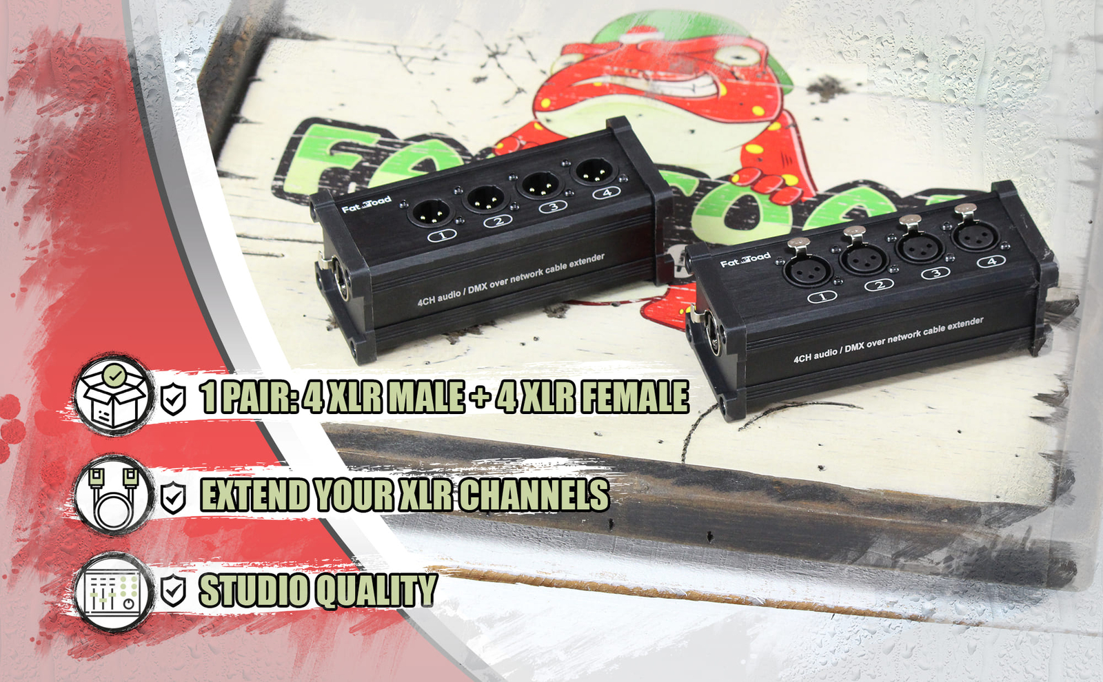 4 Channel DMX Hub XLR Cable Extender 2 Pack Set | RJ45 Ethercon Wire Live Stage