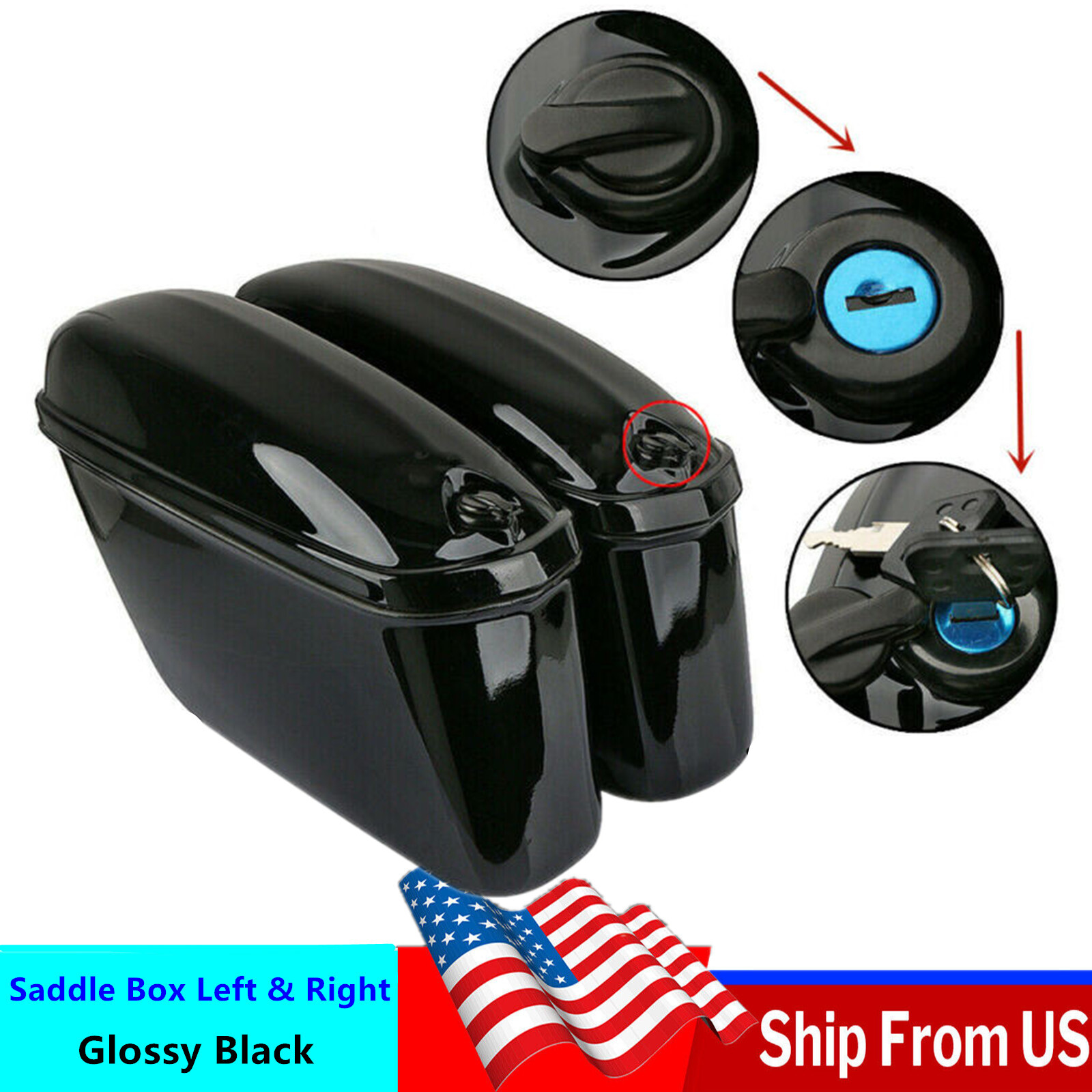 Motorcycle Universal Luggage Hard Saddle Bags For Harley Honda Yamaha Cruiser