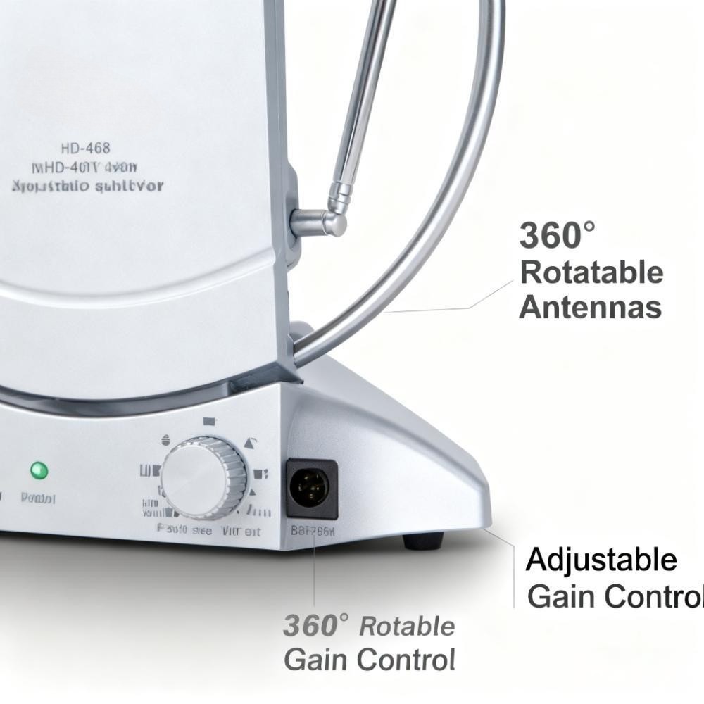 HD-468 Indoor HDTV Antenna, Amplified 4k Ready 1080P Indoor VHF/UHF Receiver